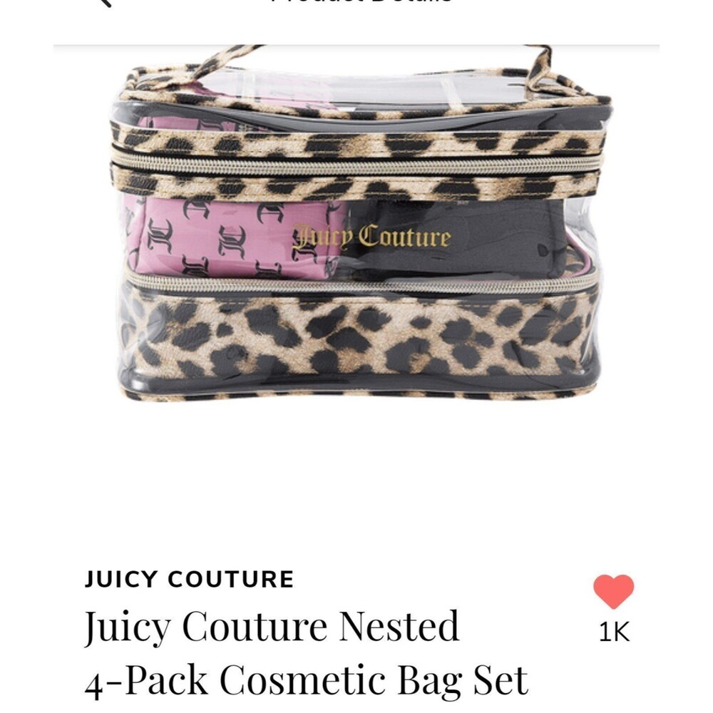 New Juicy Couture 4 piece nested Cosmetics/Toiletry Bag Set